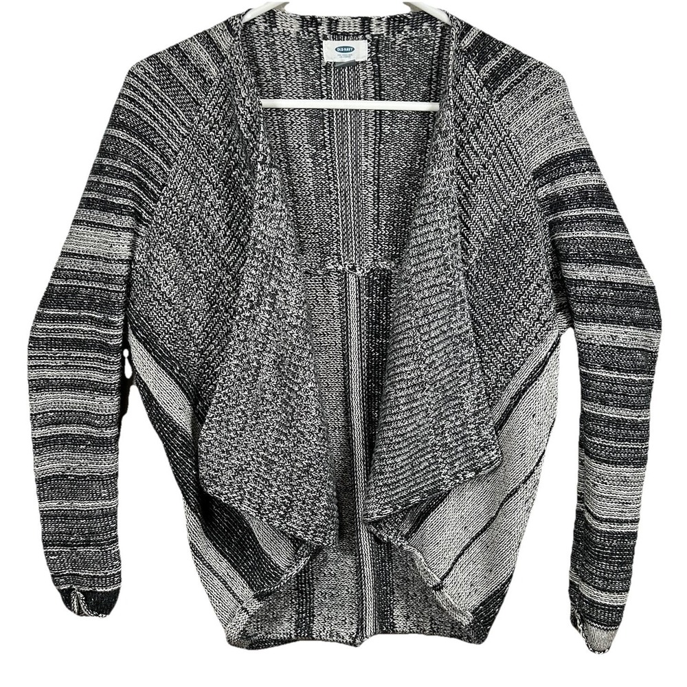 Old Navy Cardigan Women's‎ Small Black Gray Knitted Sweater Cotton Blend Warm